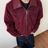 Кожаное пальто с лацканами в стиле пэчворк из ангольской шерсти, очень толстое замшевое пальто